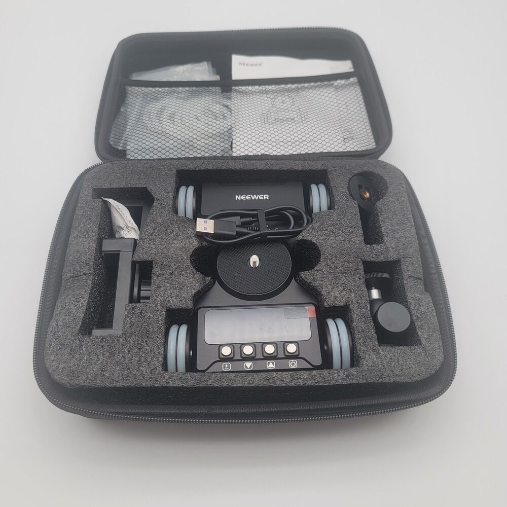Neewer DL300 Tabletop Electric Motorized Camera Dolly, New In Carrying Case